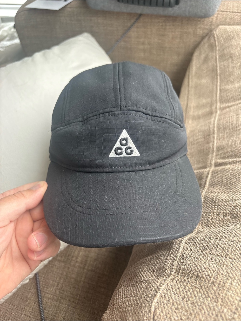 Nike ACG Black Ripstop Five-Panel Cap with White Triangle Logo